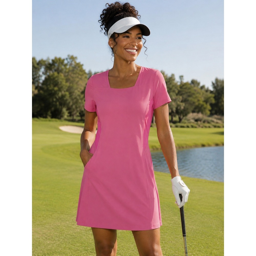 Tail Women's Pink Tennis Golf Workout Dress Medium Short Sleeve Pickleball